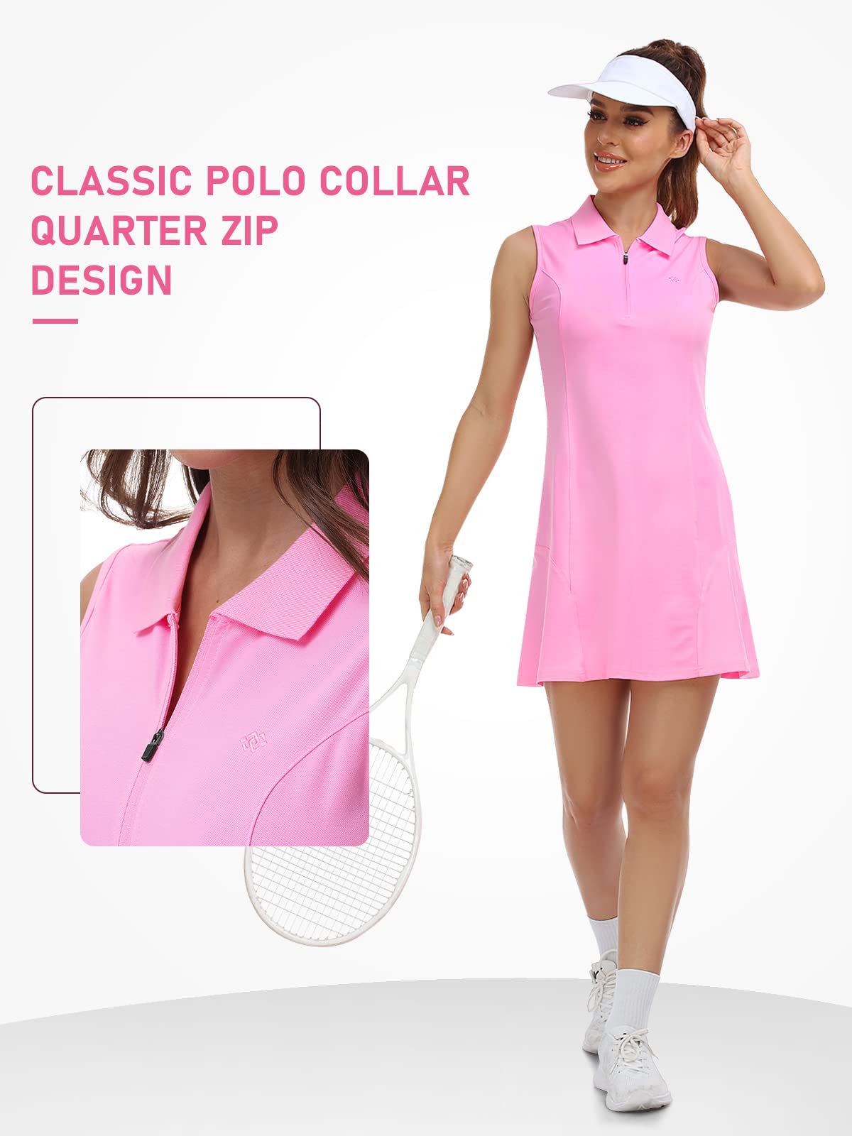 MoFiz Vestido de Polo sin Mangas Cremallera Deportivo Tenis Golf Mujer