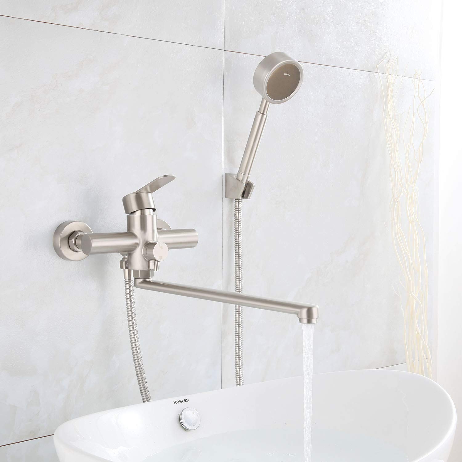 Amazon.co.jp: Hefo Bathroom Faucet Set, Shower Head with Wall