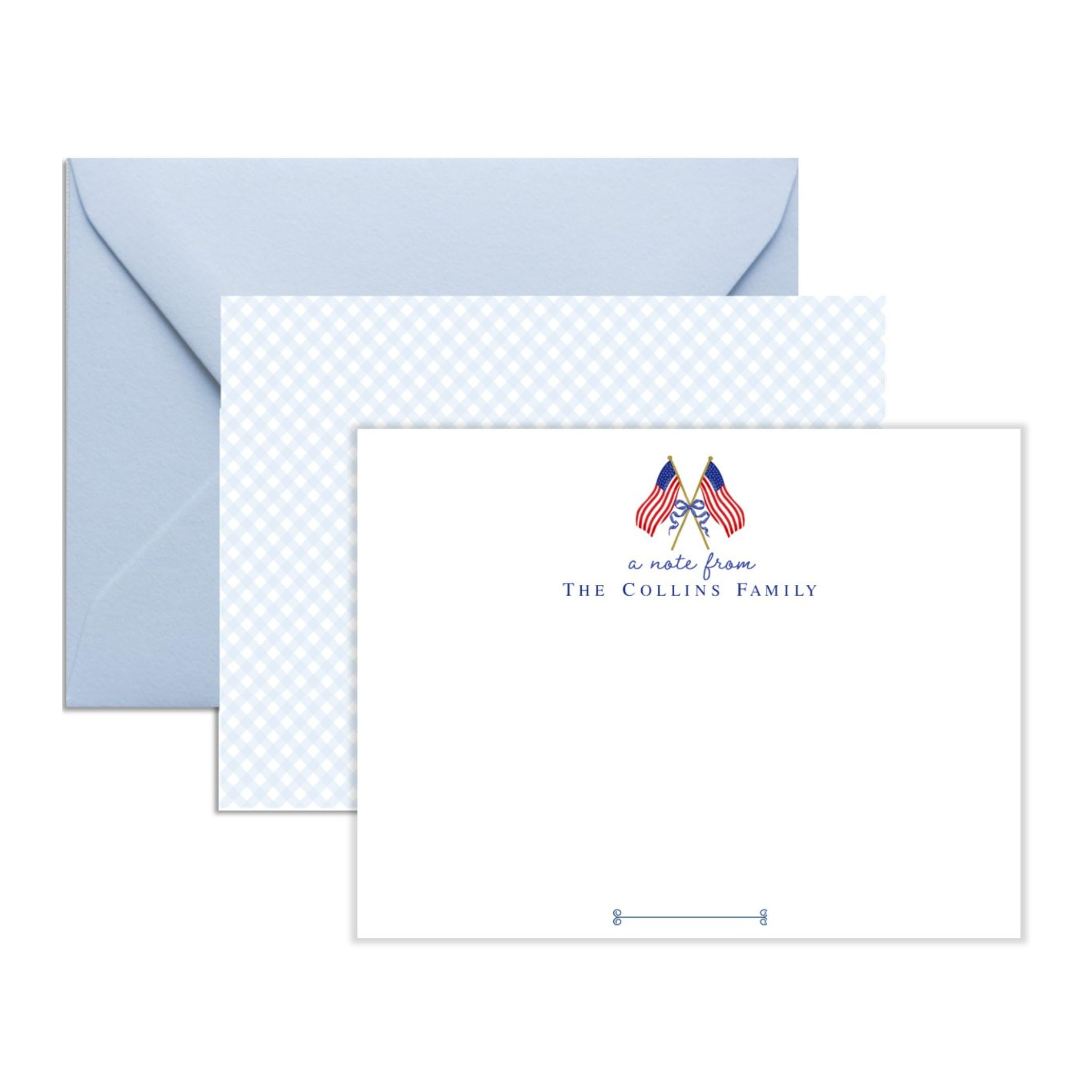 Lemon Grace Co - Personalized Patriotic Stationery, USA Stationary Cards and Envelopes Set, Note Cards with Envelopes, America Stationery AS-2314