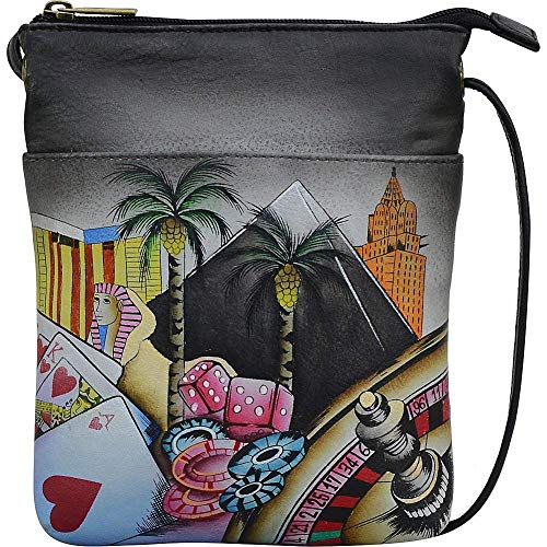 Anna by Anuschka Women's Original Hand-Painted Leather Mini Crossbody, Sin City
