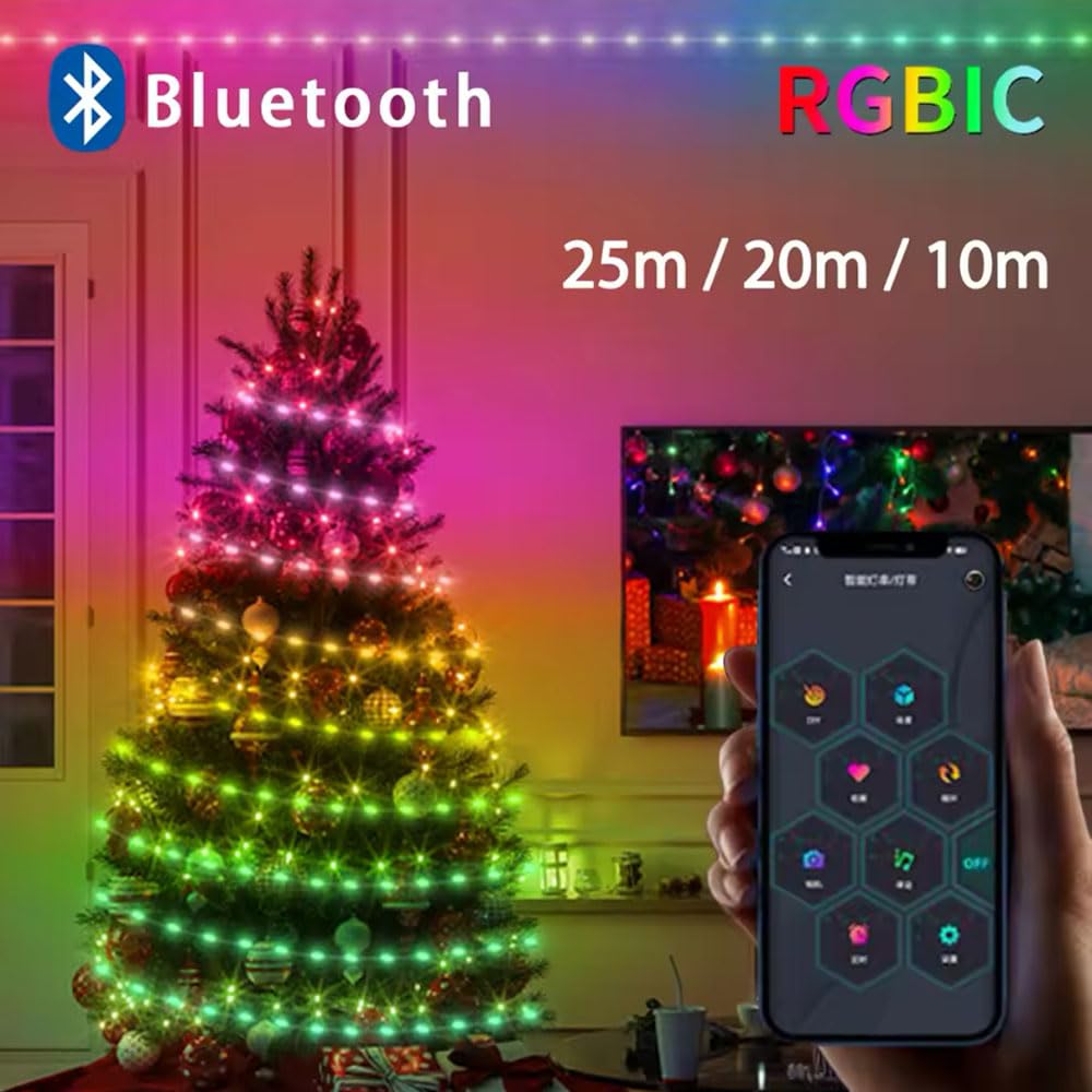 Anyingkai Luci di Natale Smart Corda di Fata LED,20m 200 LED Catena Luminosa RGB