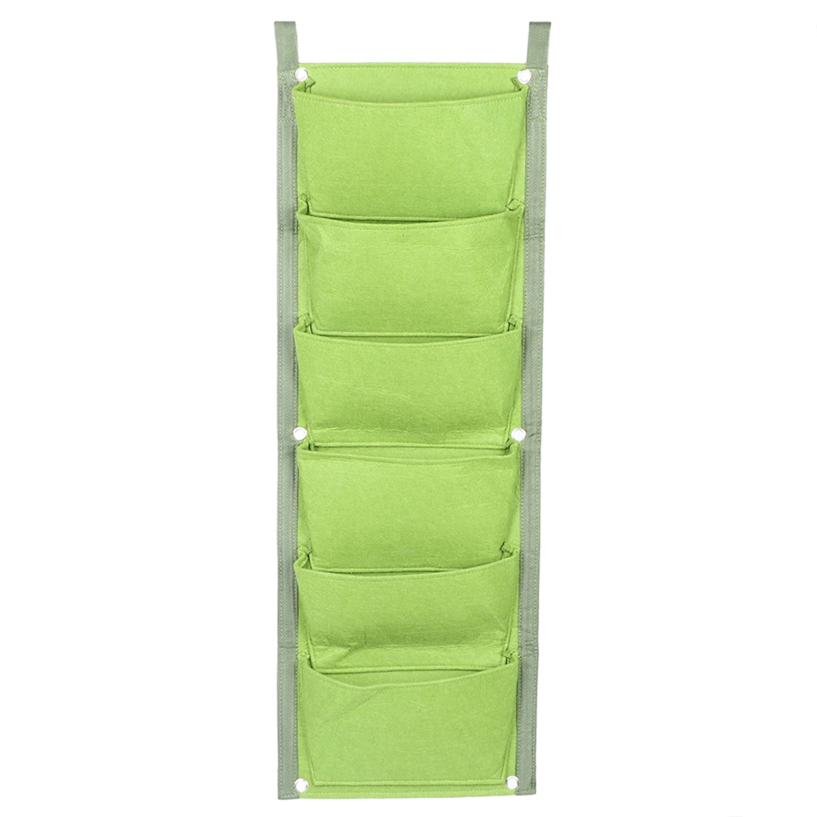 WOHPNLE 6 Pockets Vertical Plant Grow Bags, Hanging Growing Bag Outdoor Indoor Planter for Wall Garden Flower(Green)