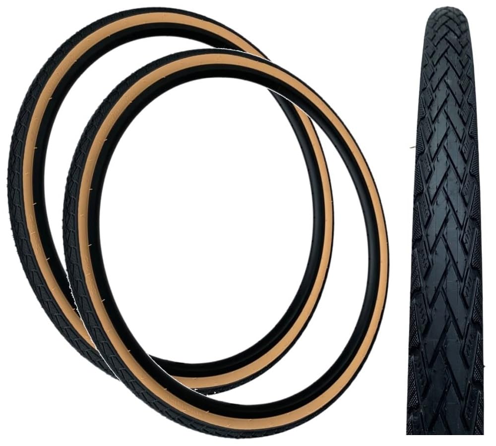 Baldys 700 x 35c Hybrid/Trekking Bike Slick Tyres BLACK/TAN (Pack of 2)