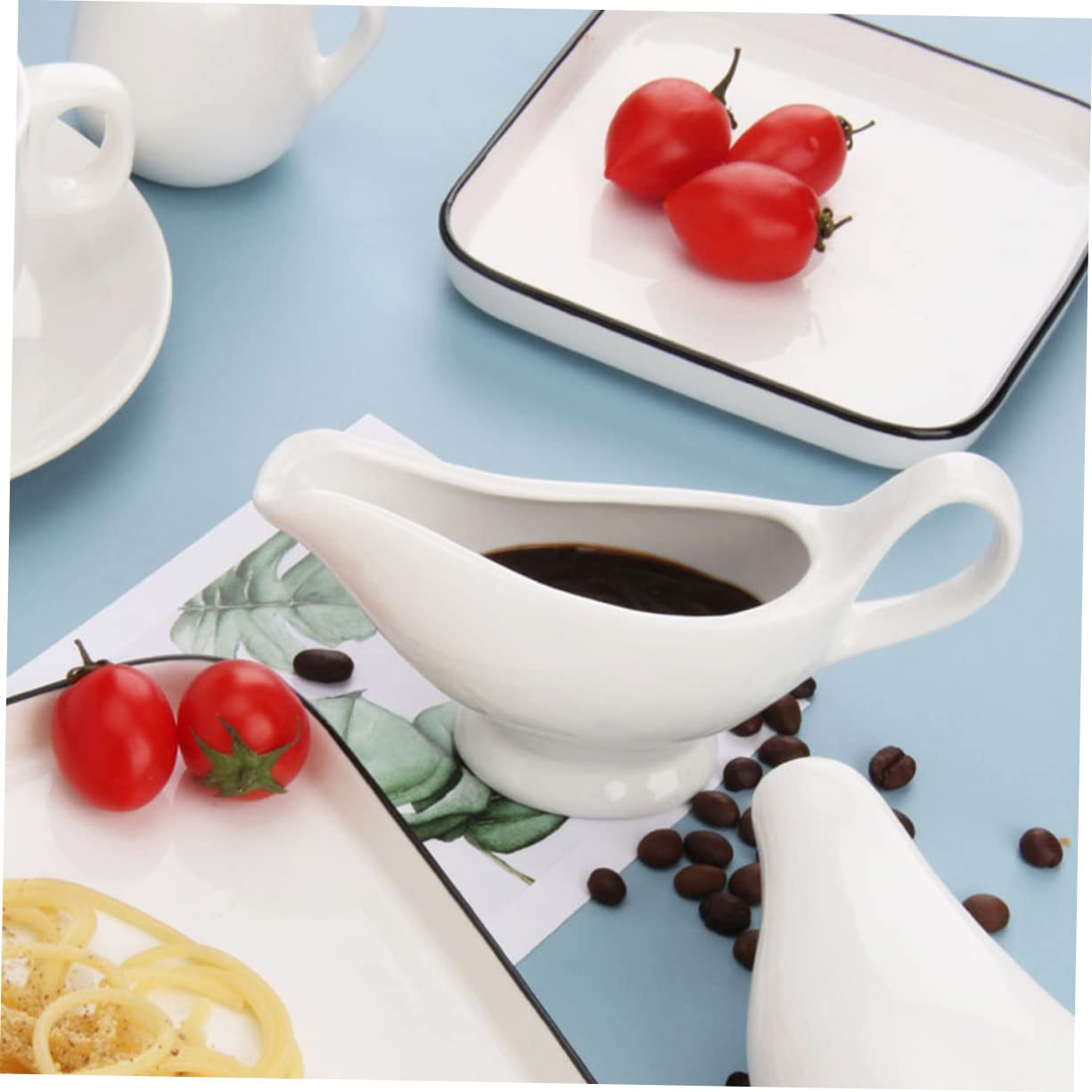 MUCKLILY 2Pcs Practical Sauce Bowls Elegant Gravy Boats with Handle for Sauces Dressings and Condiments for Dining and Special Occasions