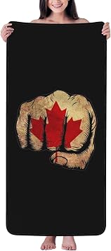 Flag of Canada Fist Power Bath Towel - Quick Drying - Microfiber Coral Velvet Highly Absorbent Towels - Use as Bath Fitness, Bathroom, Shower, Sports, Yoga Towel White