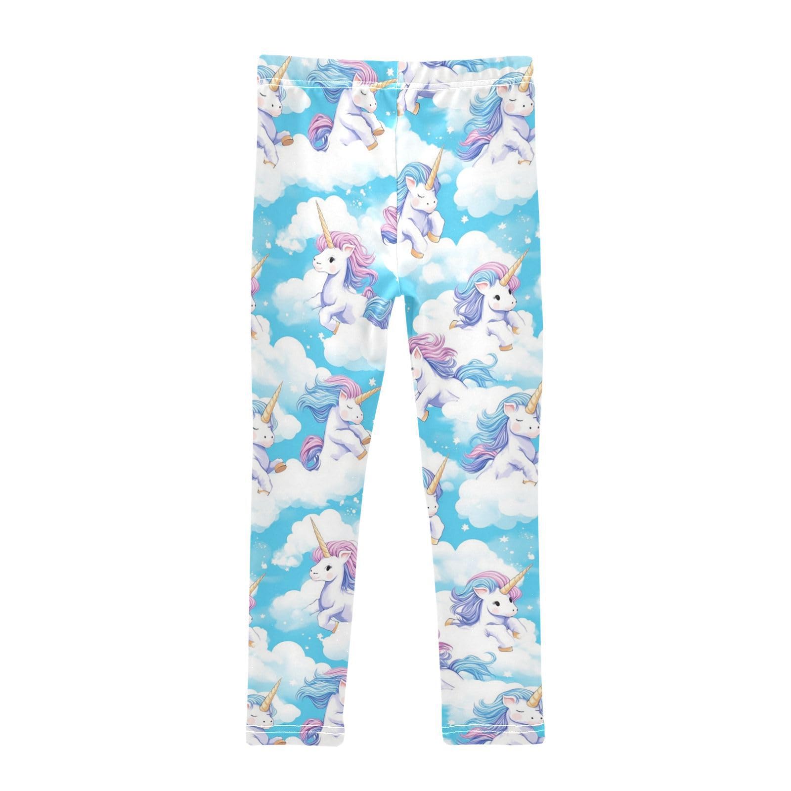 Cute Unicorns Girls' Leggings Toddler Doodles Clouds Kids Yoga Pants Dance Active Tights 6T