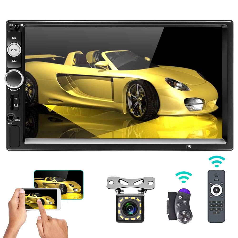 Sponsored Ad - UNITOPSCI Car Stereo Double Din 7 Inch HD Touch Screen Car Radio with Bluetooth Backup Camera Car MP5 Player Digital Display Support FM Radio Mirror Link/AUX-in/USB/SD Playback SWC