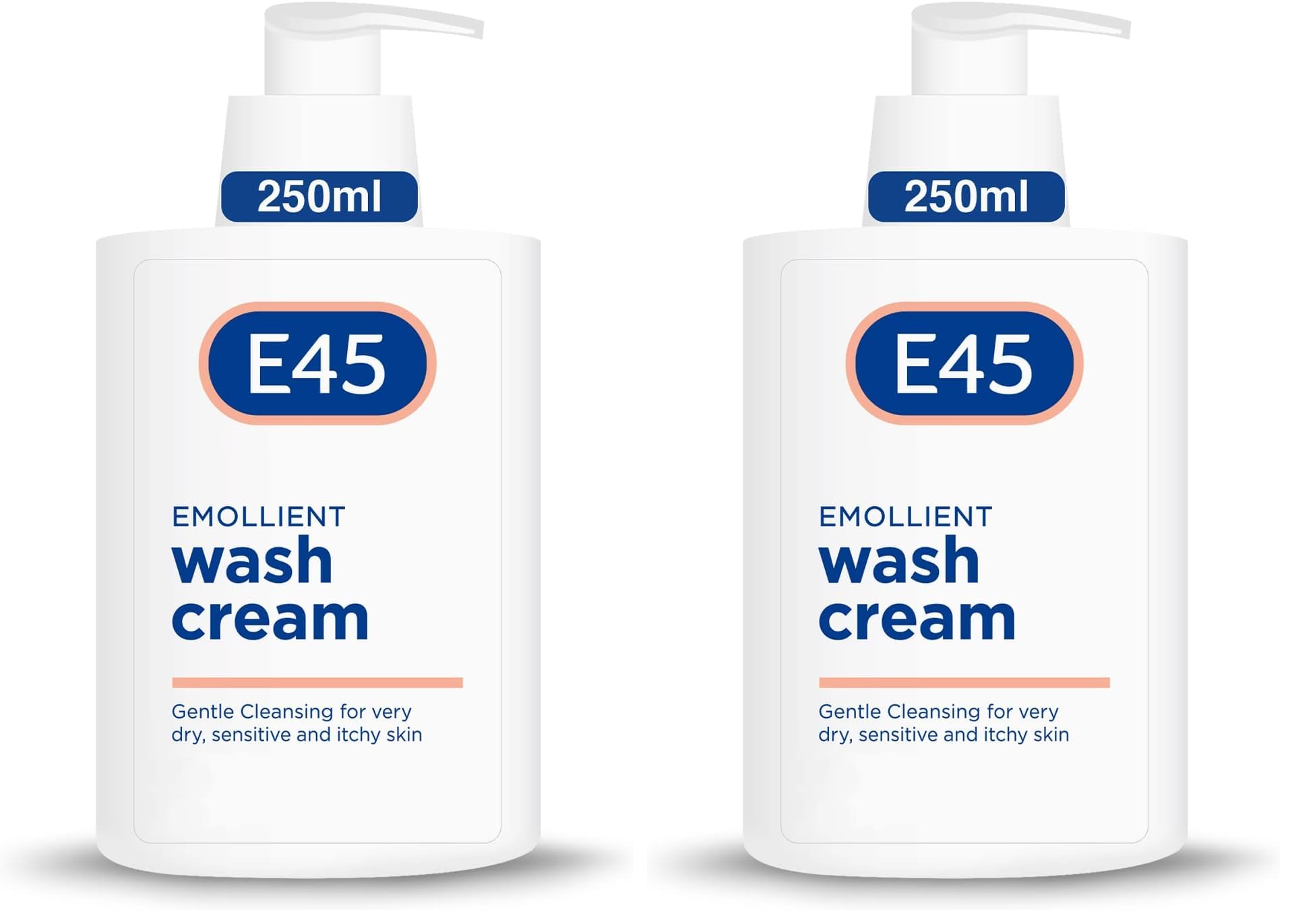 E45 Cream Body Wash 250 ml - Dermatological Emollient Wash Cream - Soap Free Emollient Cream Body Wash for Women & Men - Gentle Shower Cream to Clean & Relieve Dry, Itchy & Irritated Eczema Prone Skin