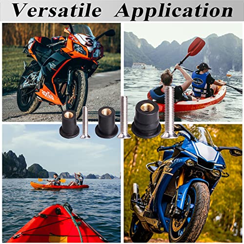 36 pairs m4 m5 m6 neoprene well nuts with stainless steel screw m5 rubber well nuts kayak brass copper bolts well nut kit for kayak motorcycle boat marine windscreen accessories m4 m5 m6