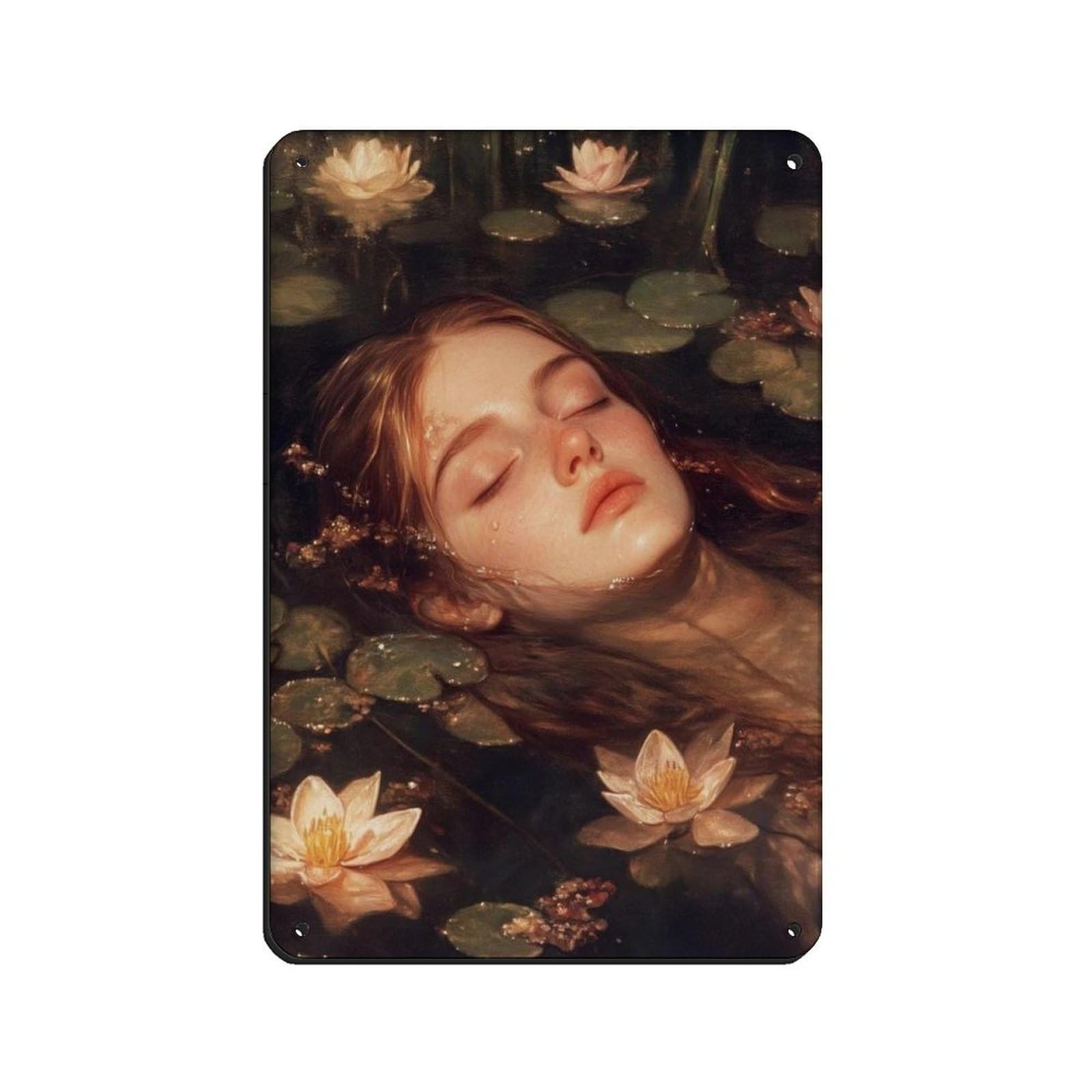 Ophelia Drowning Art, Dark Academia Aesthetic Retro Poster Metal Tin Sign Chic Art Retro Iron Painting Bar People Cave Cafe Family Garage Poster Wall Decoration 8x12inch(20x30cm)