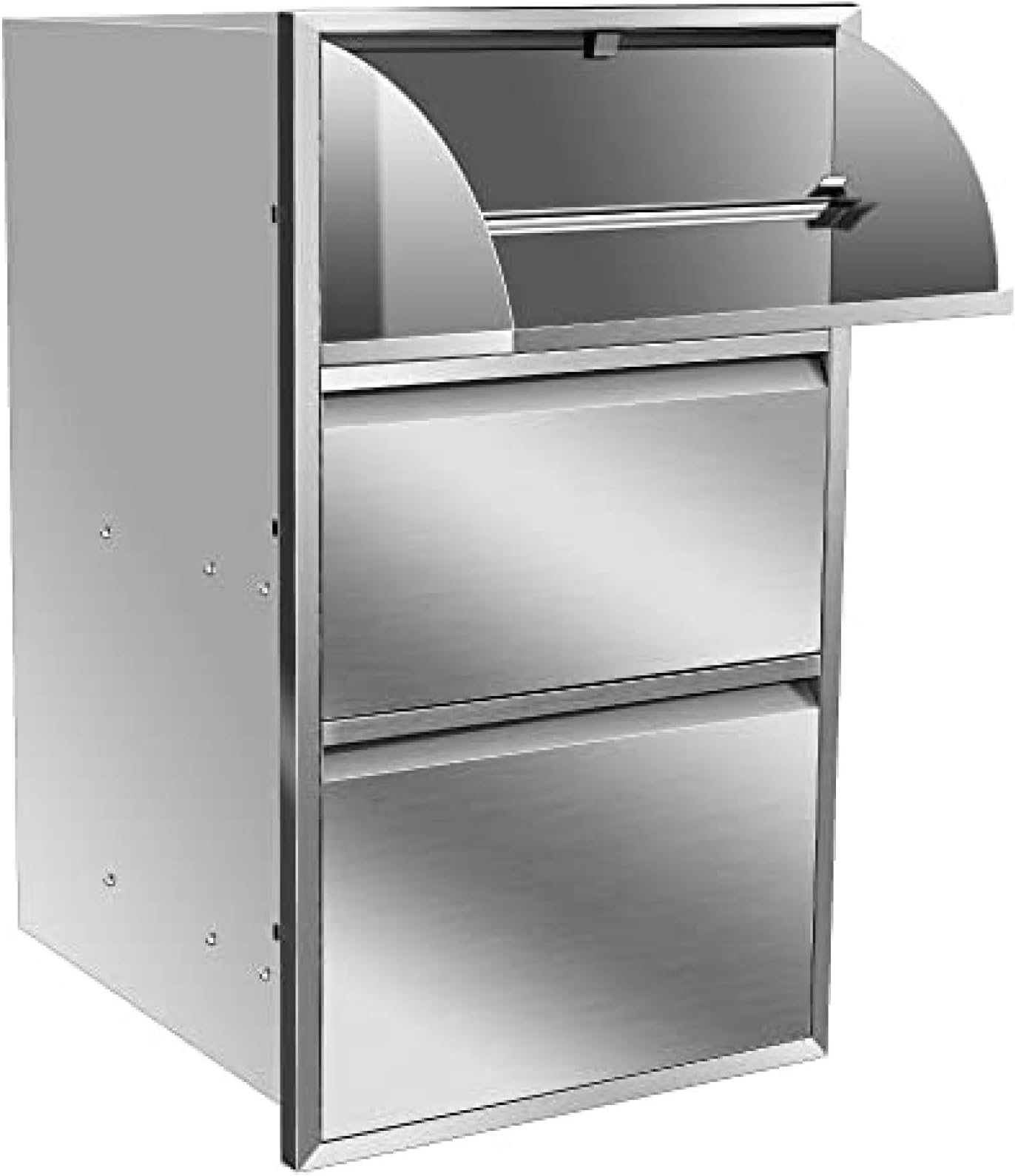 Outdoor Kitchen Drawer Stainless Steel BBQ Triple Drawer Flush Mount for Outdoor Kitchen Island,-17W X 30H X 21D Inch