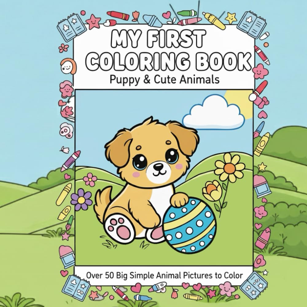 My First Coloring Book of Animals: 50+ Adorable Animals and Simple Backgrounds for Toddlers and Kids