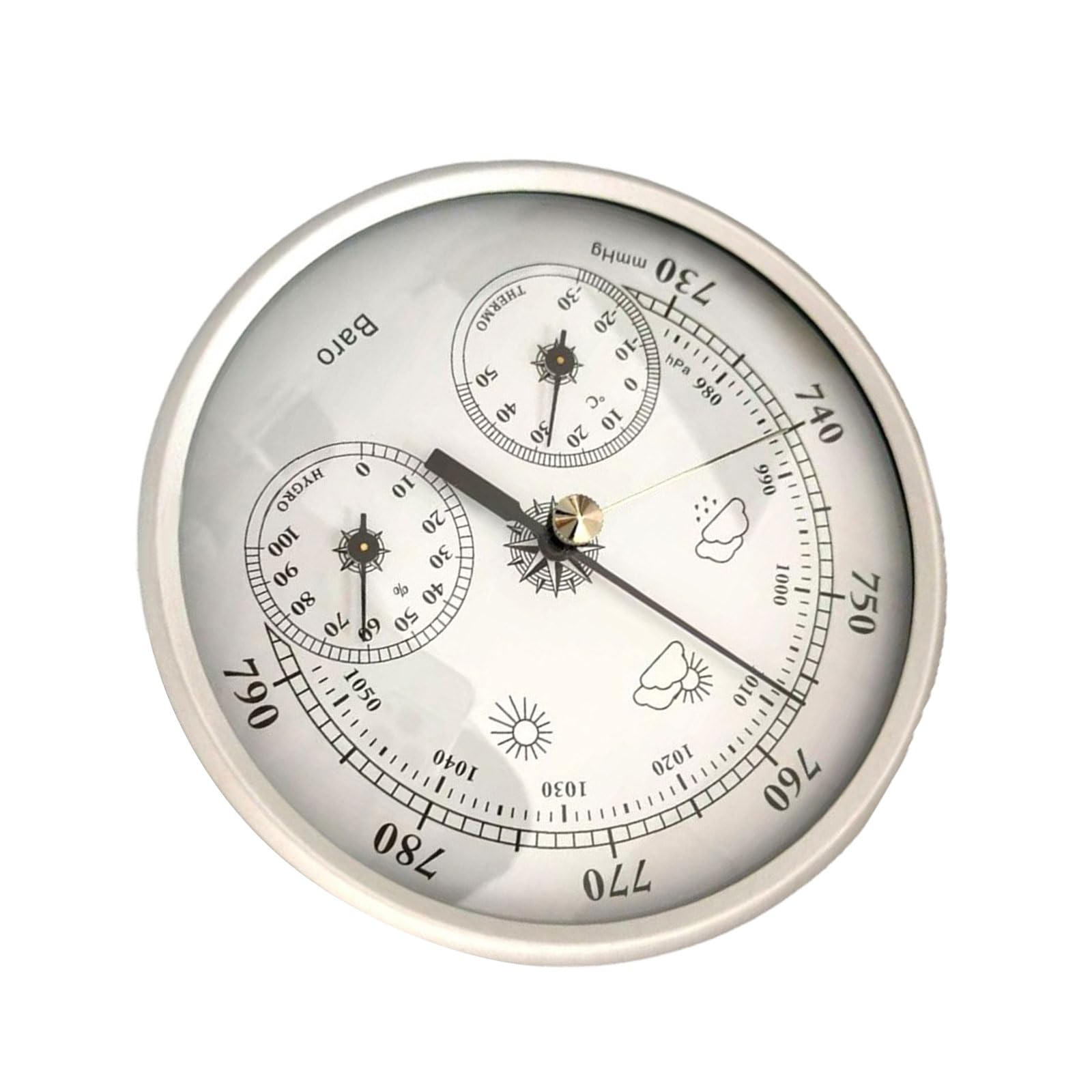Stainless Steel Environmental Monitor Barometers Thermometers Hygrometer 130mm Diameter Display Large for Fishing