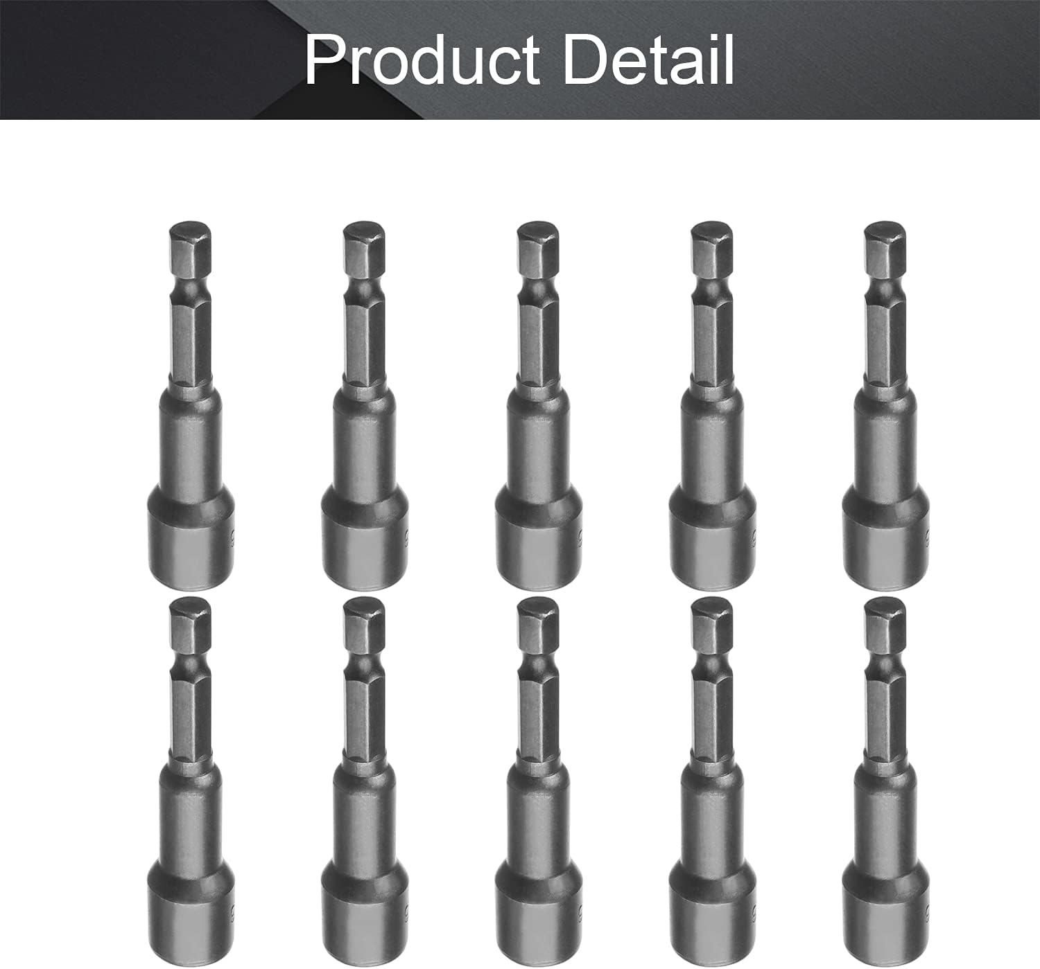 Utoolmart 1/4" Quick-Change Hex Shank 9mm Magnetic Nut Setter Driver Drill Bit, 65mm Length, Metric 10pcs