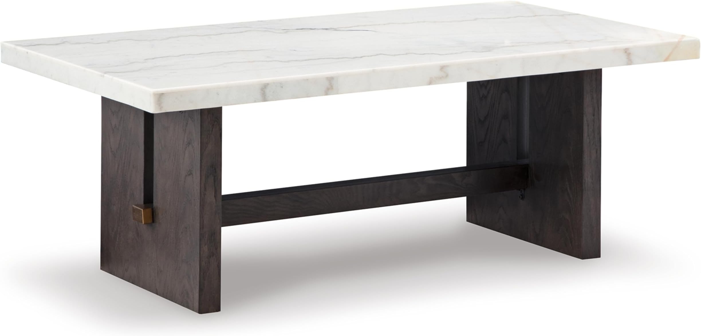 Signature Design by Ashley Burkhaus Modern Coffee Table with Marble Top, White & Dark Brown