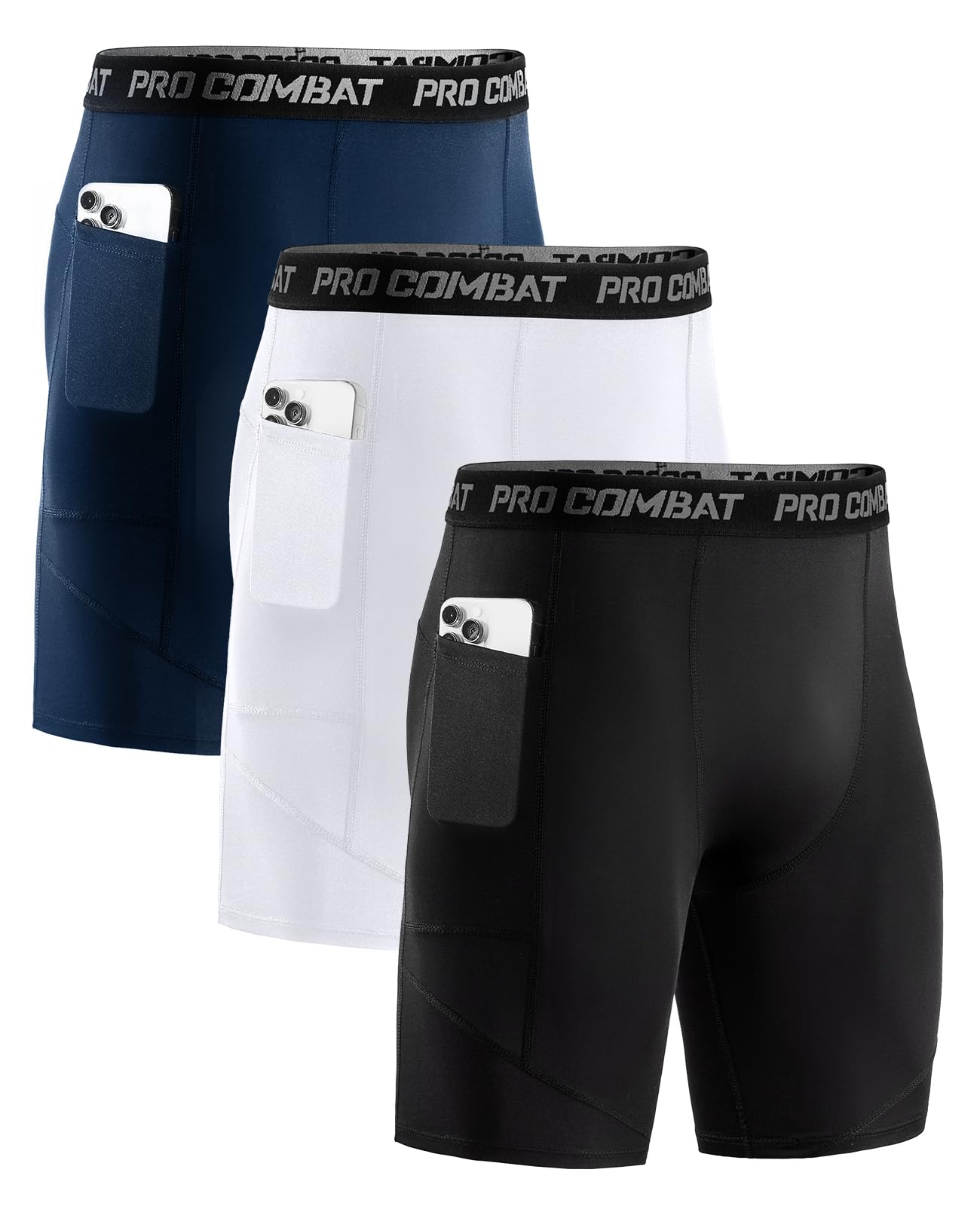 Niksa 1/3 Piezas Mallas Running Hombre Mallas Cortas Hombre Pantalones Cortos Entrenamiento con Bolsillo para Celular Secado Rápido Transpirable Pantalones Cortos