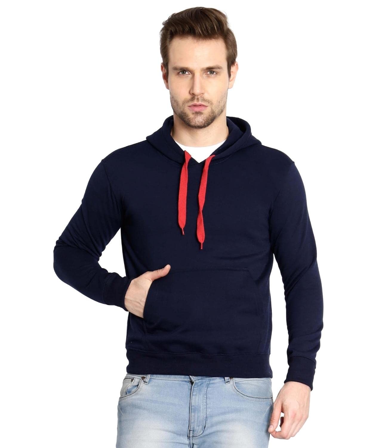 scott international Men's Solid Cotton Hoodies for Men Sweatshirt for Men Stylish Hooded Sweatshirt for Men Without Zip Stylish Winter Wear with Hood and Pockets-picture-35