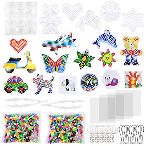 VICOVI 6600+pcs Fuse Beads Kit, Melty Fusion Beads Arts & Crafts Set Include 4600+ Perler Beads in 24 Colors & 2000+ in Mix, Pegboards, Ironing Papers, Tweezers, for Kids DIY Birthday Gift