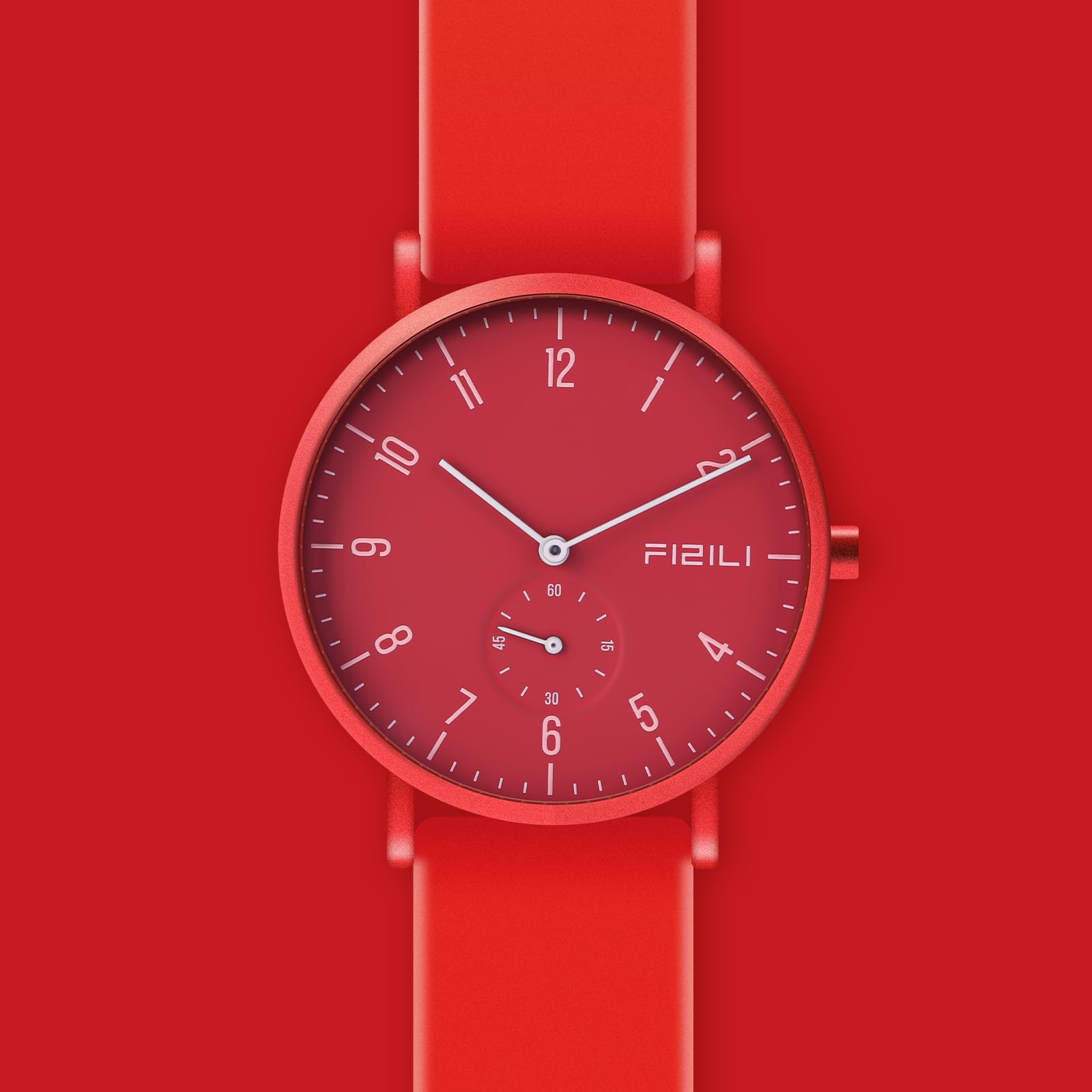 Orologio da polso da uomo, ultra sottile, minimalista, impermeabile, alla moda, per uomo o donna, con cinturino in silicone, 1100, rosso e bianco