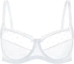 Sutiã balconette feminino sexy de malha transparente, sem forro, sem forro, sutiã plus size