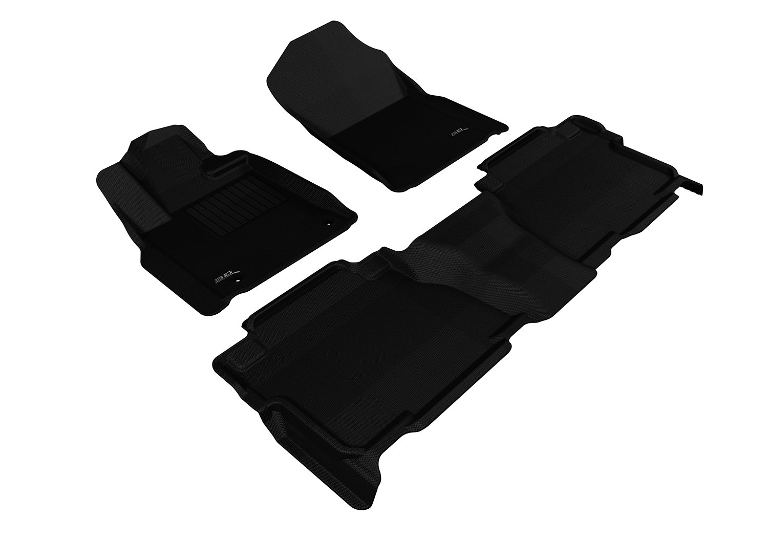 L1TY14801509 All-Weather Floor Mats for Toyota Tundra 2007-2011 Crewmax Custom Fit Car Floor Liners, Kagu Series (1st & 2nd Row, Black)