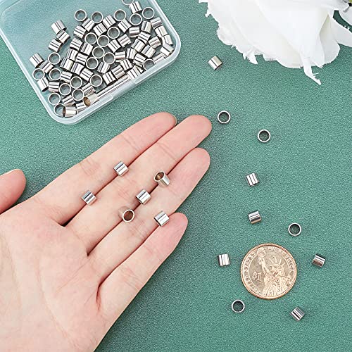 UNICRAFTALE About 100pcs 6mm Column Beads European Stainless Steel Loose Beads 5mm Hole Column Bead Find for Bracelets Necklaces Jewelry Making Stainless Color - Image 2