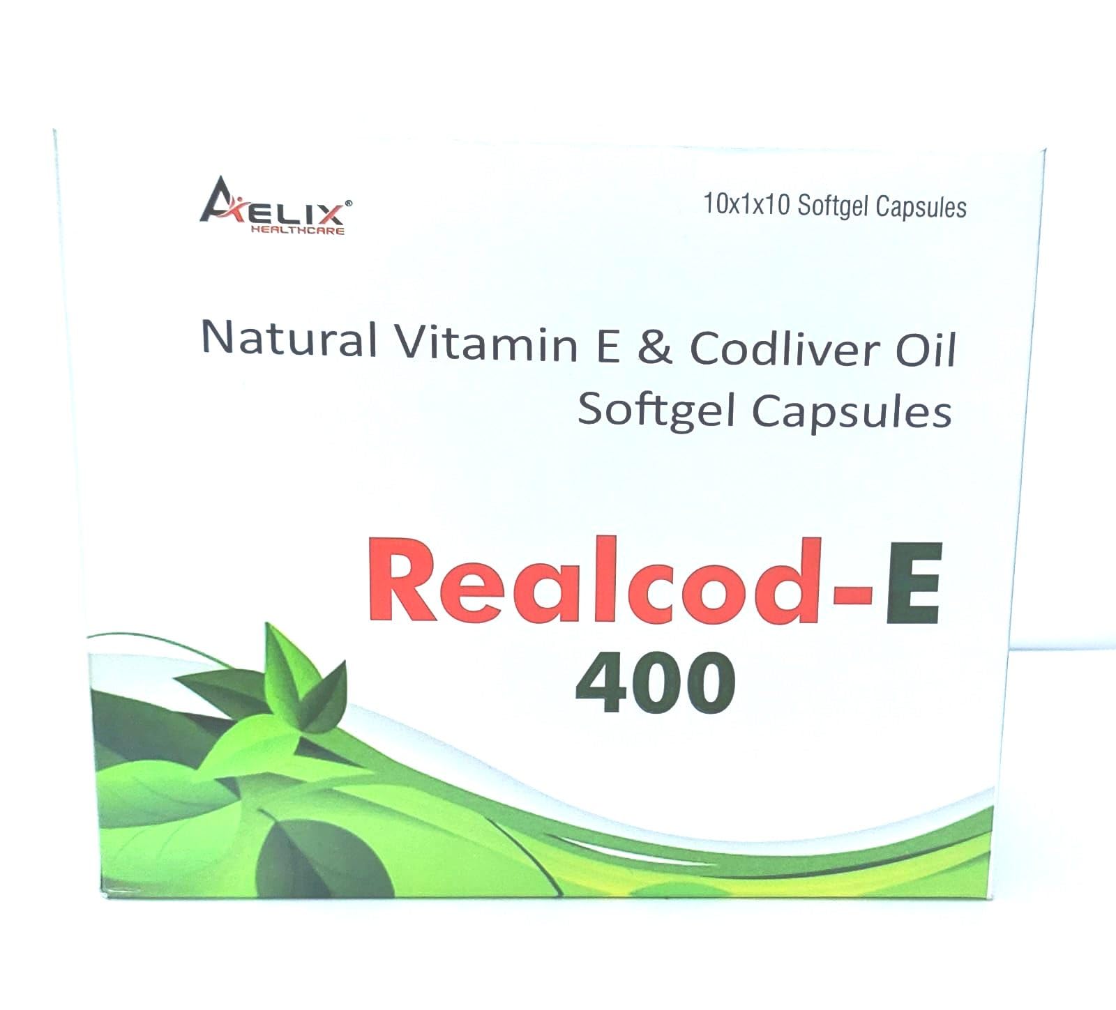Realcod-E 400 | Natural Vitamin E & Cod Liver Oil Blend for Optimal Health Support | Essential Nutrients for Immune System, Healthy Heart, and Joint Health | Men & Women | No Side Effects | 10 Strip
