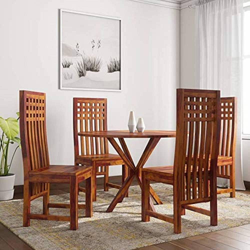 Winntage Furniture Sheesham Wood 4 Seater Dining Table with Chairs Dining Room Furniture Round Shape Wooden Dinner Table for Living Room Home and Restaurant (Natural Honey Finish) | 1 Year Warranty (B09PG7P4K5) Amazon Price History, Amazon Price Tracker