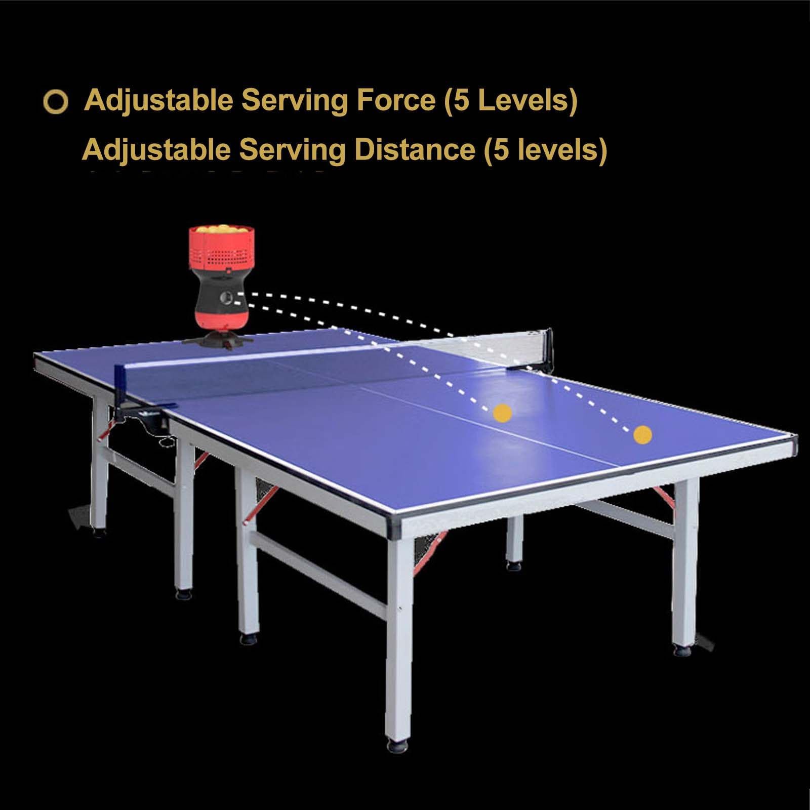 Lanciatore automatico per ping pong con telecomando, capacità di 90 palline, 5 velocità/rotazione regolabile per un efficace allenamento di ping pong