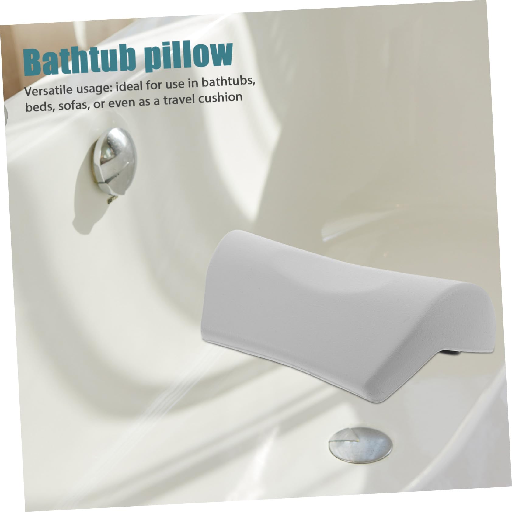 Oreiller de Bain Spa Appui-tête Blanc PU, pour Étanche Baignoire