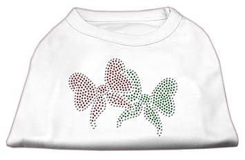 Mirage Pet Products 16-inch Christmas Bows Rhinestone Print Shirt for Pets, X-Large, White