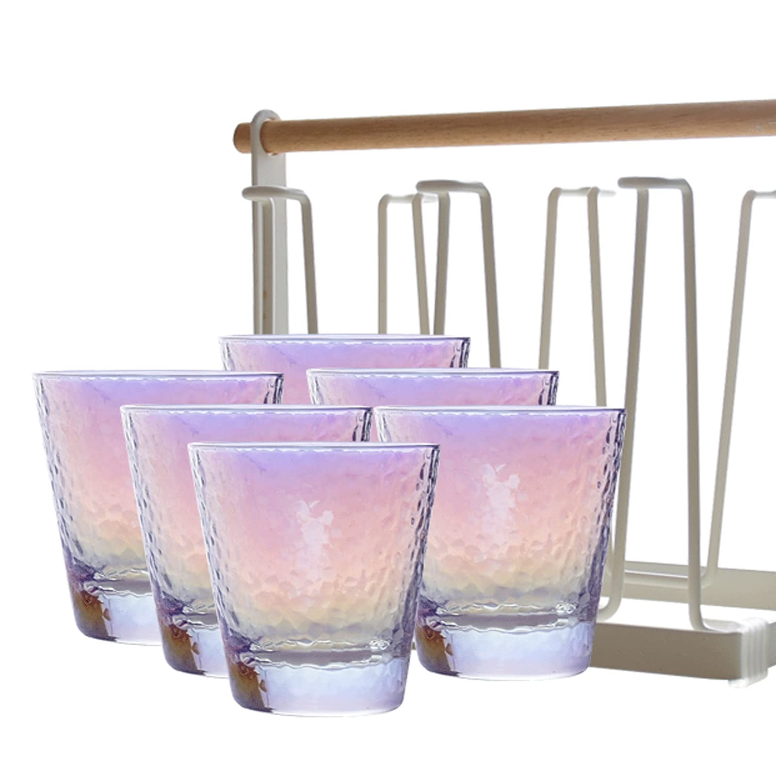 caihuashopping Wassergläser Hammerte Bunte Glasschalen Set von 6 8.7oz optional Bleifreies Getränk-Glaswaren-farbige Glas-Set Trinkglas