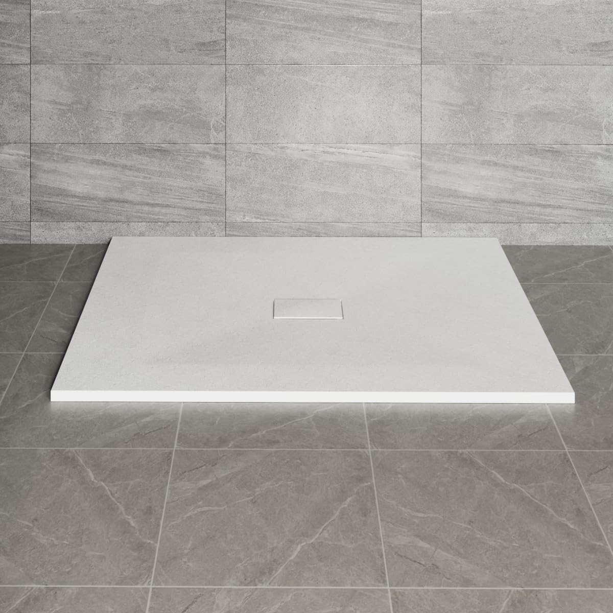 NRG 1200x1000mm White SMC Rectangle Shower Tray Slip-Resistance Bathroom Shower Enclosure Base Tray