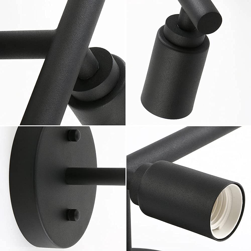 Lámpara de pared，Aplique Espejo Baño Vintage con 3 Luces, Lámpara de Espejo Baño de Hierro Negro, Aplique Pared, Luz de Espejo de Baño, Zócalo E27, Bombilla no Incluida. (Estilo negro)