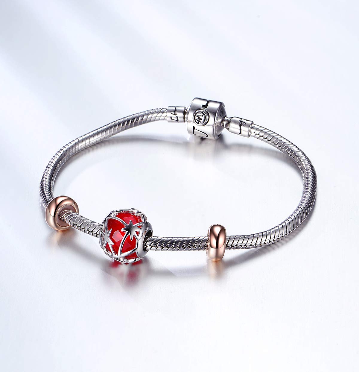 LOVANS Clip Charms Femme en Argent Sterling 925, Bloqueur Charme Stopper Separateur pour Bracelet, Cadeau pour Maman Fille (Or Rose/Argent) - 4/6/10 pièces