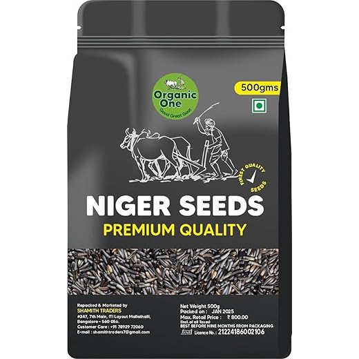Niger Seeds Food Grade 500g | Huchellu | Organicaly Grown Premium Natural Seeds | Gurellu| Karale | Karal | Ramtil | Blackseed | Surguja | Valesulu | Payellu | Yamitilla | Veri Nuvullu