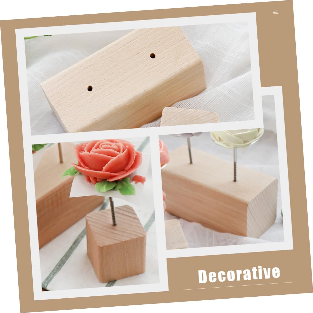 Wood Baking Flower Nail Bases 2pcs for Decorating Tools image 5
