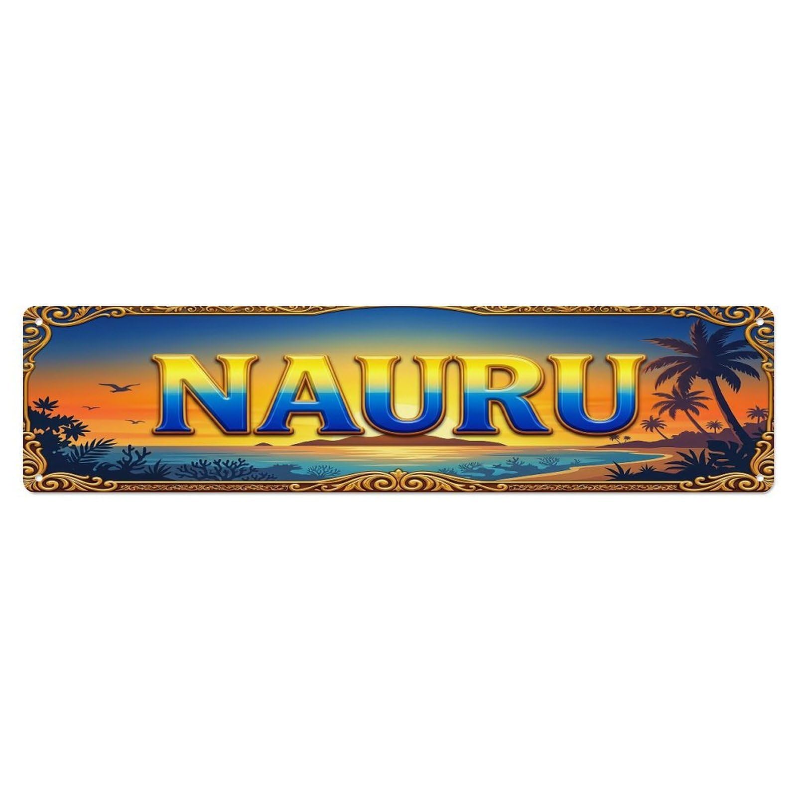 Vintage Nauru Flag Travel Pattern Metal Tin Sign