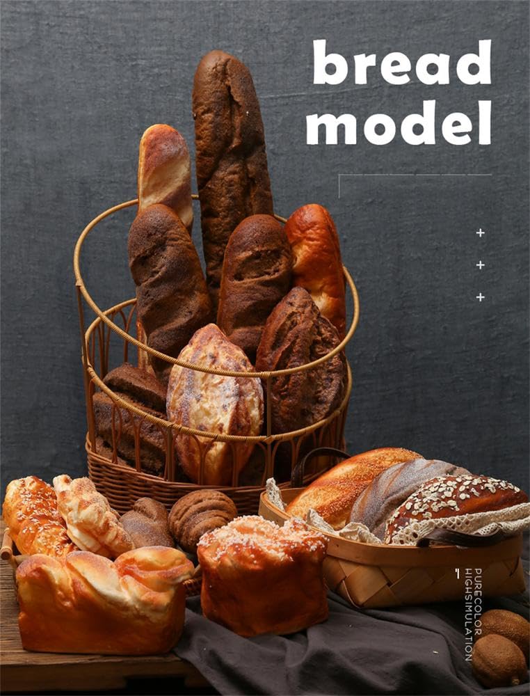 Pan artificial de centeno, pan falso, simulación de comida para decoración de bodas, fiestas en casa, exhibición, fotografía - 1 unidad - E