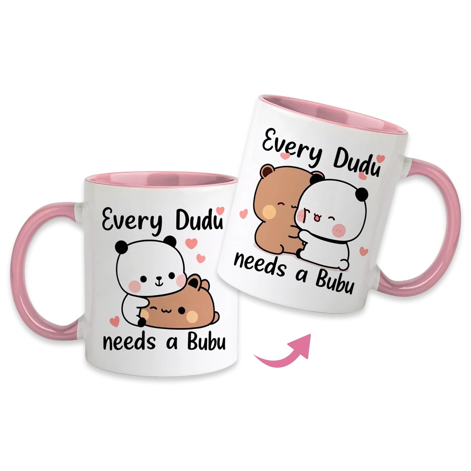 Bubu Dudu Mug Valentines Gifts for Him Her, Kawaii Bubu and Dudu Gifts for Boyfriend Girlfriend, Double-Sided Printed Mug for Valentines Day Husband Wife Couple Anniversary