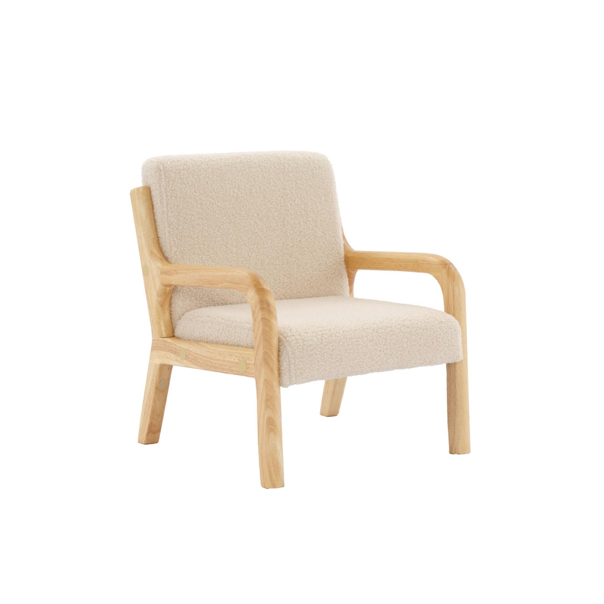 sweeek - Fauteuil scandinave Enfant en Bois et Tissu Bouclette Beige