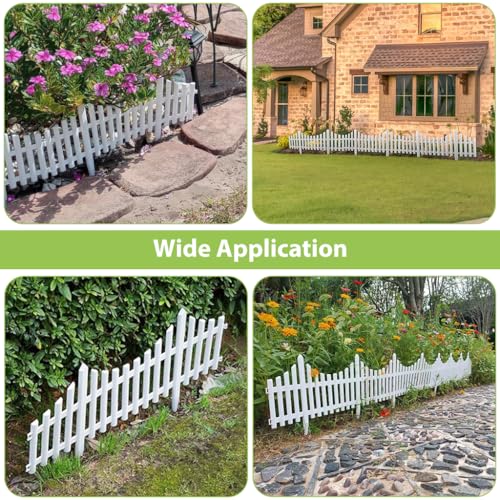 Image of HASTHIP 4Pcs Outdoor Garden Fence Border, 60x33.5cm Garden Edging Fence Decorative, PVC Plastic Garden Picket Fence Panel, White Decorative Fence for Garden, Decorative Fencing for Pathway, Yard