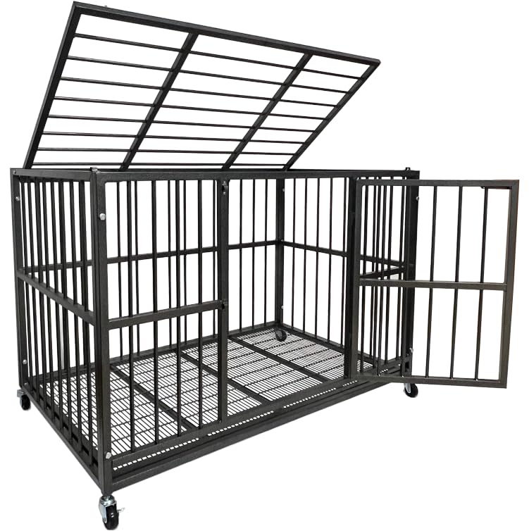 BOLDBONE 48 inch Heavy Duty Indestructible and Escape-Proof Dog Crate Cage Kennel for Large Dogs, High Anxiety Dog Crate with Removable Wire Trays and