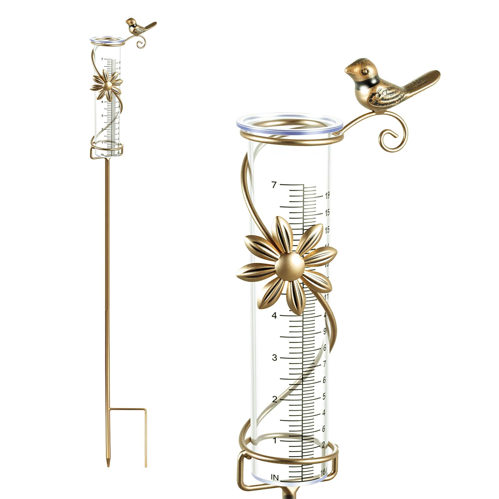 Gartenstecker Regenmesser mit inklusive Skala für genaue Niederschlagsmessung für Hof Deck Rasen Landschaft und Gartenzubehör