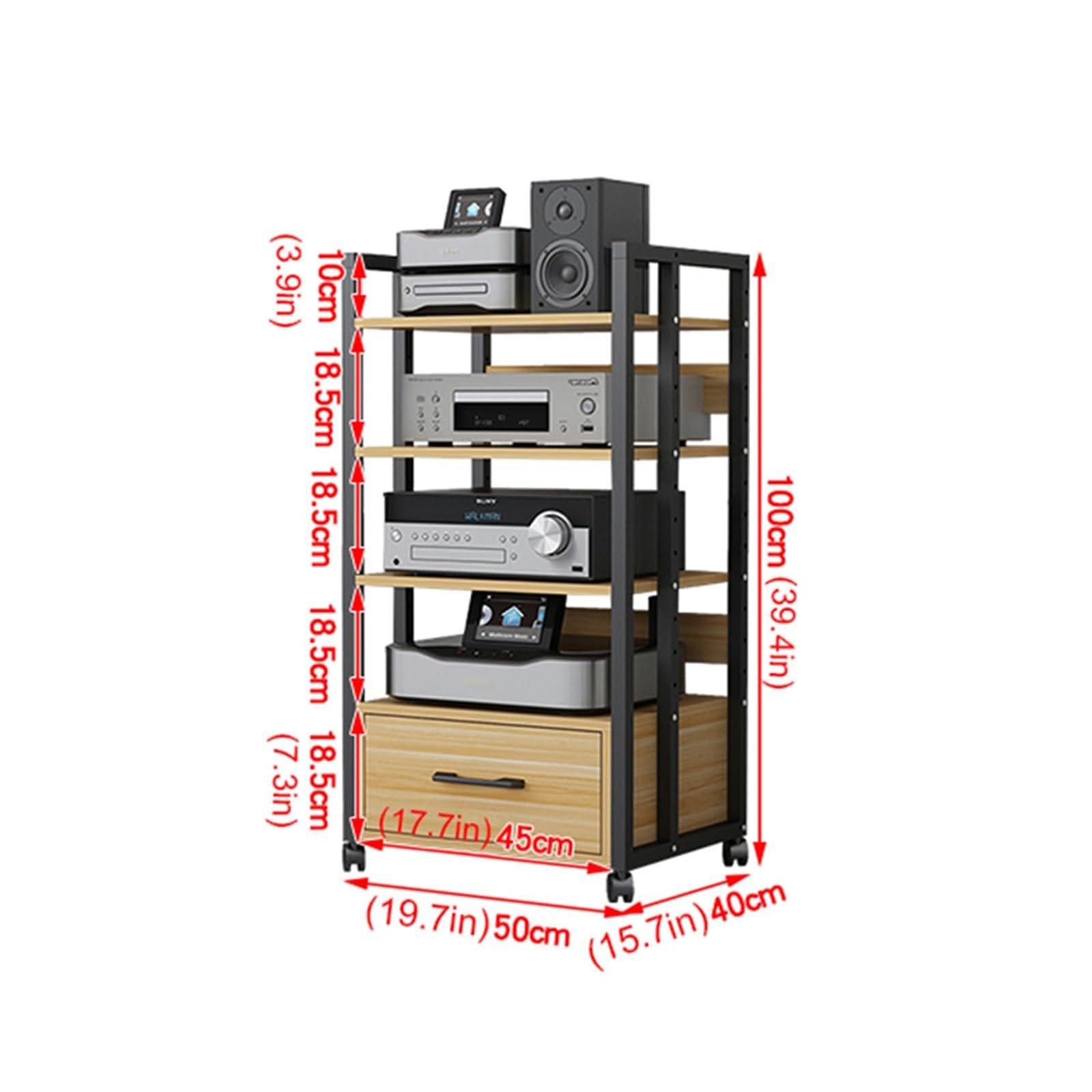 HiFi Mobile Stereo Rack 3 Tier AV Media Stand con Ruote Universali Giradischi in Legno Rack Audio Rack HiFi Mobili per Home Theater & Musica Appassionati di Noce
