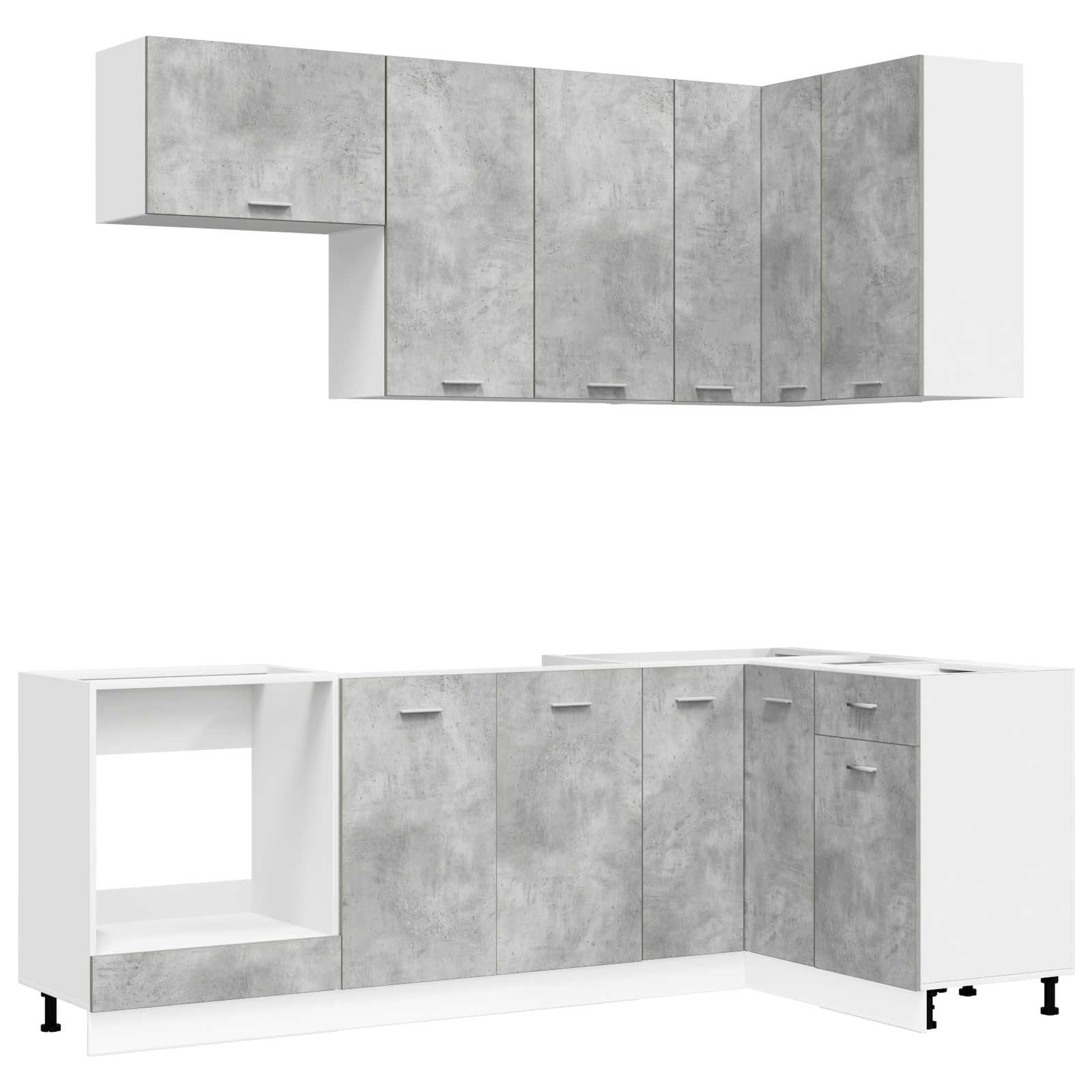 vidaXL Unità Cucina LYON 8 pz Grigio Cemento Legno ingegnerizzato