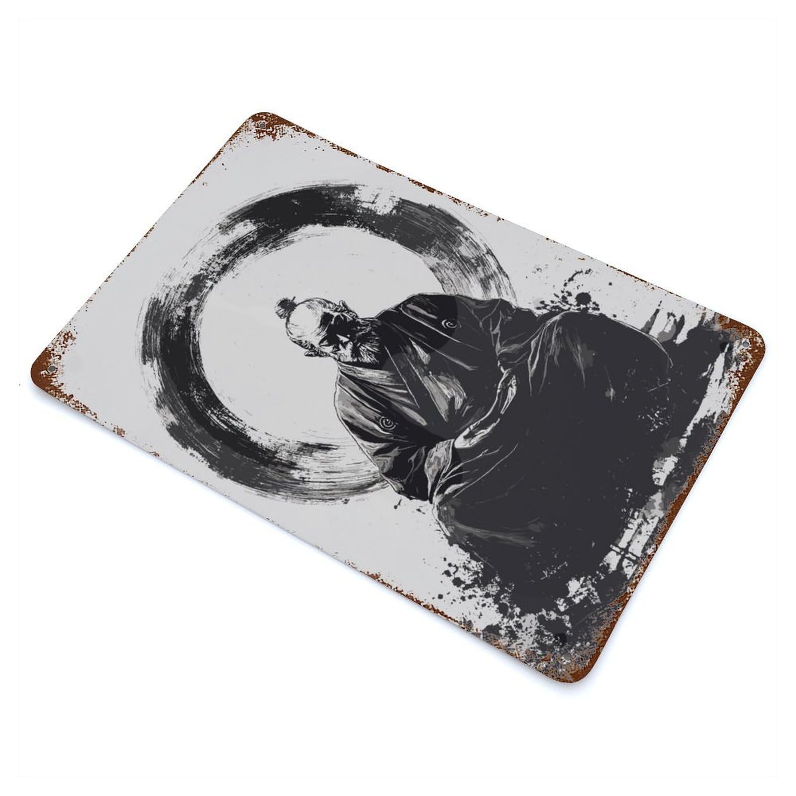 Garage Style Zen Master in Meditation Rustic Tin Plaque 11.8"x7.9", Classic Wall Plaque for Bar And Workshop
