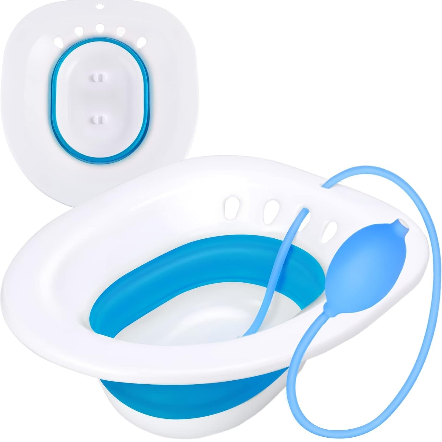 PERPART Foldable Sitz Bath Tub for Fissure With Pressure Pump Fits with Toilet Seat & Chair
