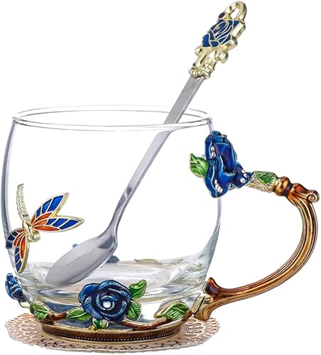 Regalo para mamá Día de la Madre Taza de café de vidrio esmaltado Desayuno Taza de café Taza de café de vidrio taza de té, el mejor regalo de