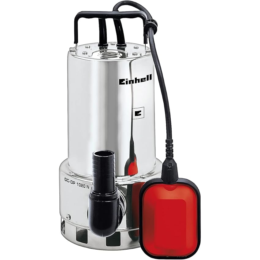 Einhell Pompa per acque scure GC-DP 1020 N (1000W, corpo estraneo Ø20mm, portata 18.000L/h, interruttore a galleggiante, maniglia per il trasporto, inclusi attacchi universali)